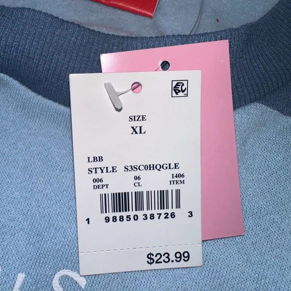 Strawberry Shortcake Blue Striped Cropped Crew Sweatshirt NWT XL Retro 80s Cute - Picture 6 of 8